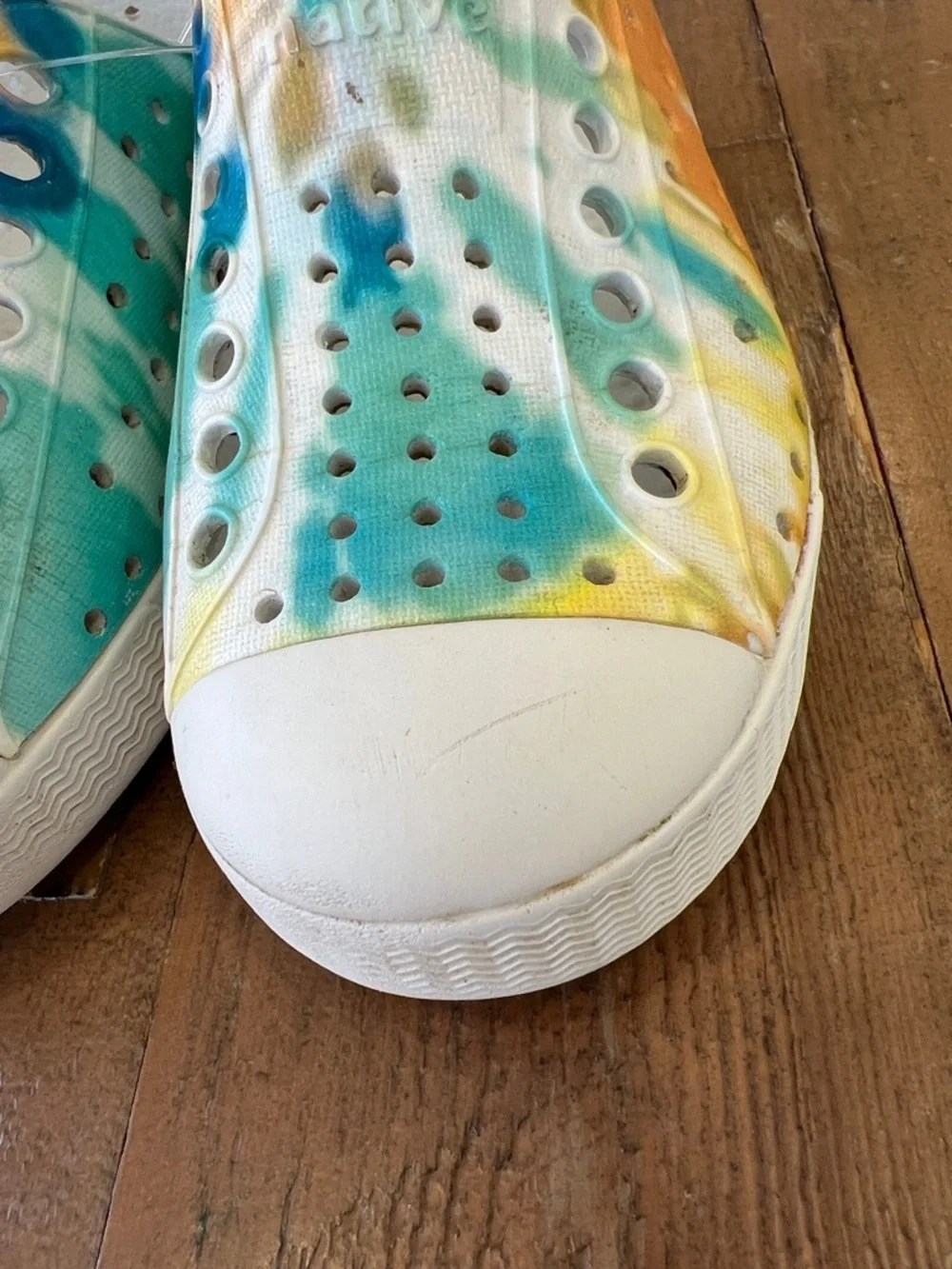 Native Jefferson colorful tie dye slip on Waterproof sneaker sandals kids 8